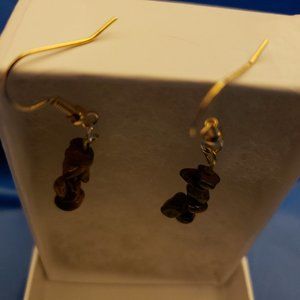 Brown stone hooked earring